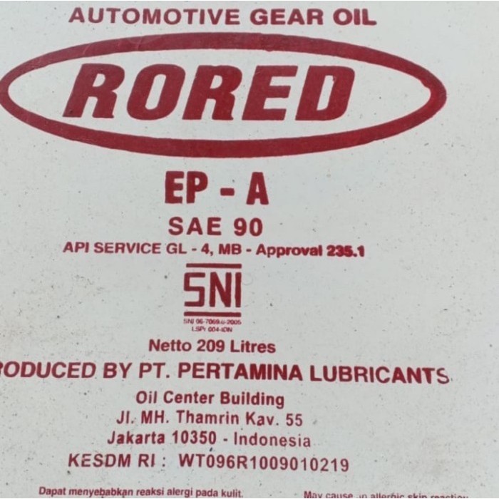 OLI DRUM RORED EPA SAE 90 Pertamina oli gear gardan