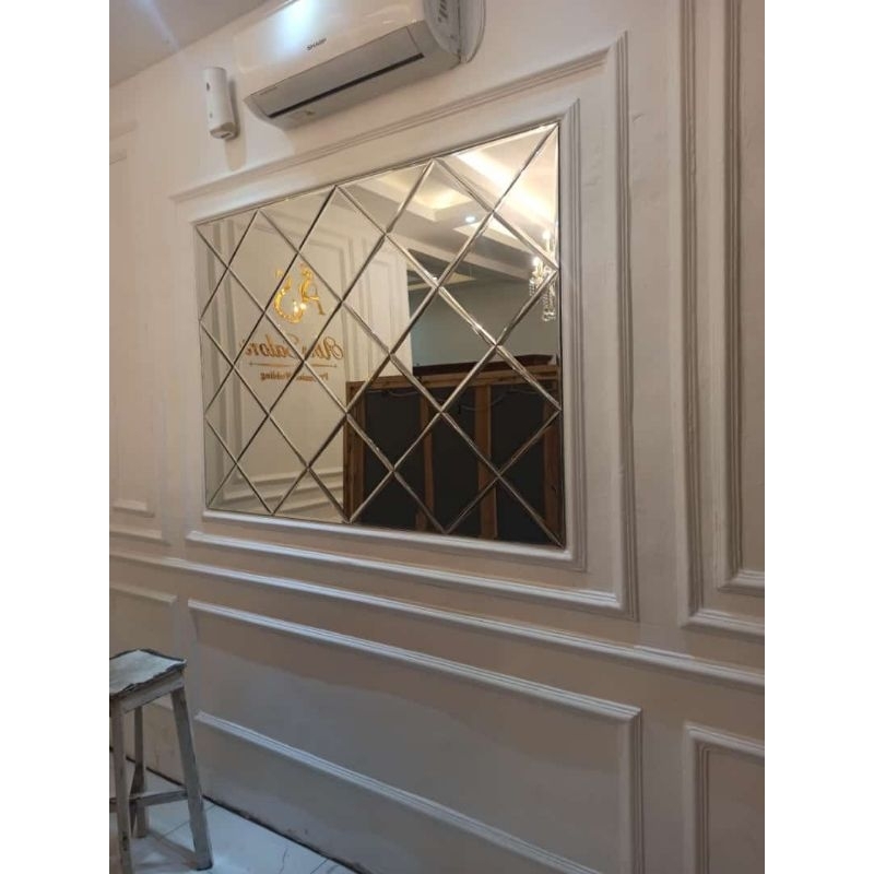 Custom kaca cermin bevel dekorasi dinding tebal 5mm/cermin bevel tembok coustum ukuran 5mm