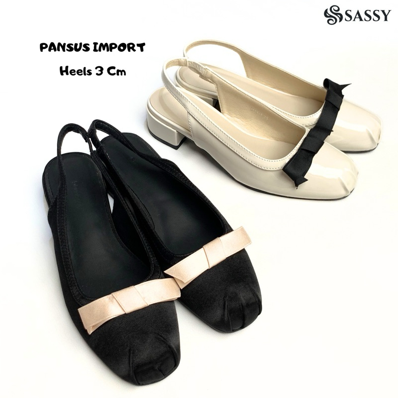 Mules Heels pita 4cm kerja kuliah 35-39