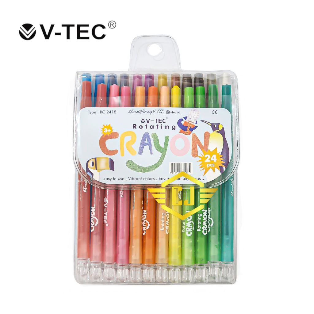 

Rotaring Crayon V-TEC RC-2418 24 Warna Panjang ( Twist Crayon Putar )