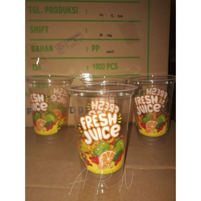 

Ukf5Pc6F4H (Kuliner.Kita) Cup Gelas Plastik Motif Fresh Juice / Jus Buah Starindo 16Oz, 22Oz Isi