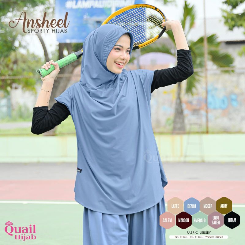 Ansheel Jilbab Olahraga Sport Hijab QuaiL