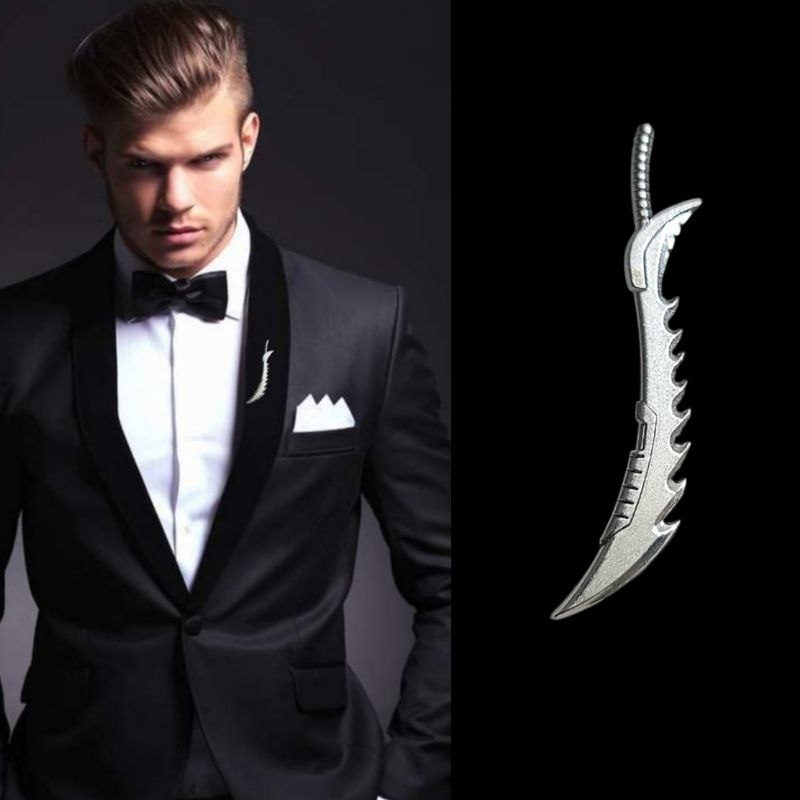 Metal Silver Sword Skull Pin Bros Jas Kameja Tuxedo Mens Pria Classic