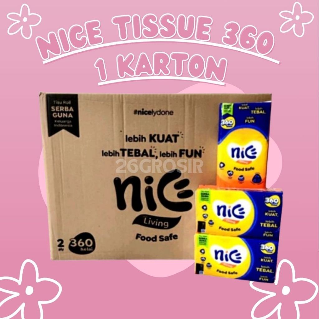 26GROSIR [ 1 KARTON ] NICE 360HELAI TISSUE HALUS LEMBUT FACIAL TISSUE