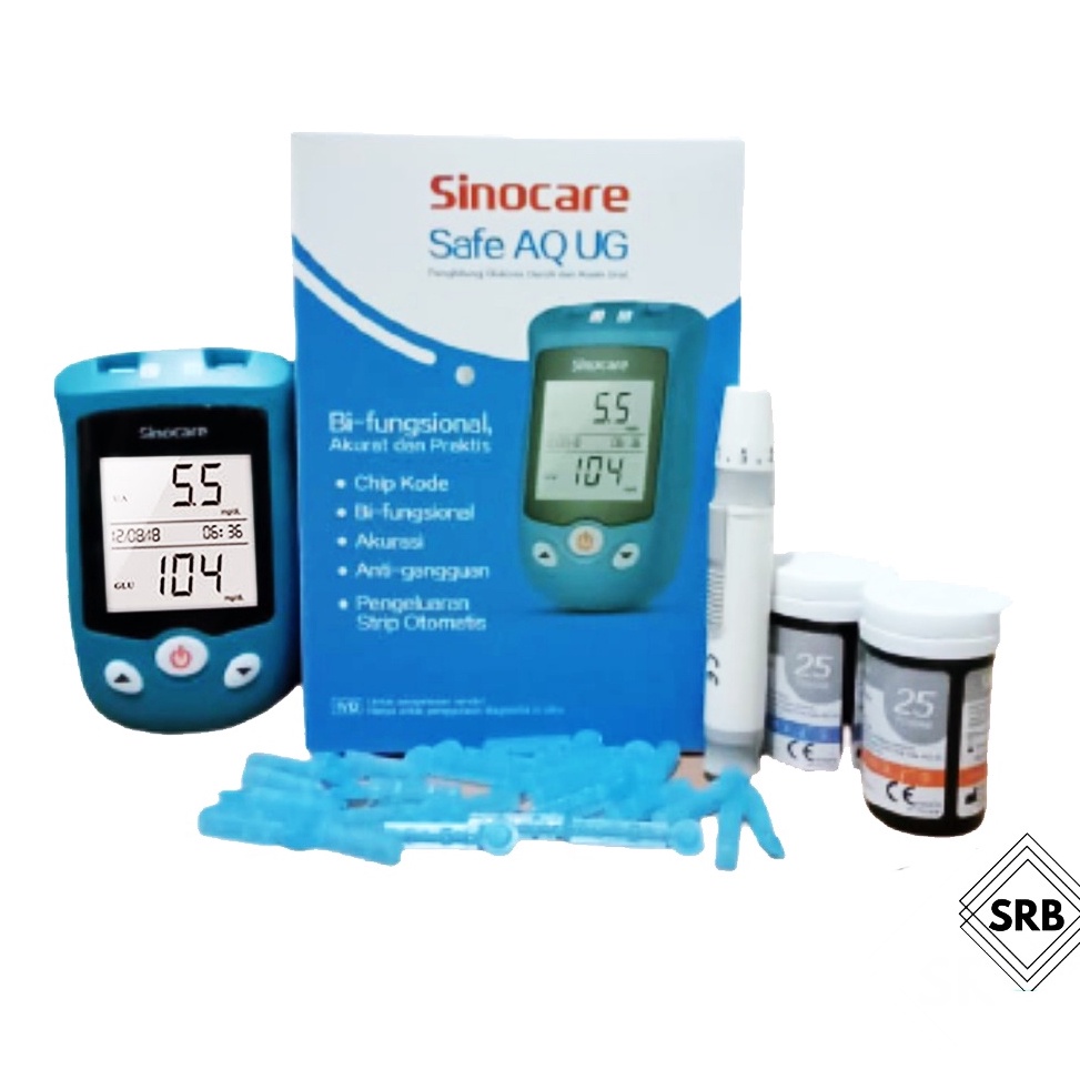 Pasti Populer SINOCARE Safe AQUGAccu 2Accu Alat Tes Gula Darah 25 Strip Alat ukur Gula Darah Alat Ce