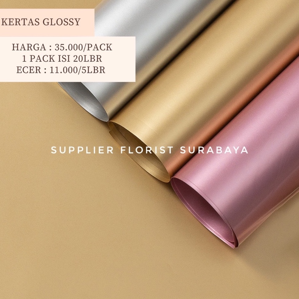 

Super Gaya 1 PACK ISI 2 LEMBAR FULL GLOSSY KERTAS WRAPPING BUNGA CELLOPHANE WARNA GOLD SILVER ROSEGOLD TAHAN AIR WATERPROOF SIMPLE ELEGAN CLASSY FABULOUS KERTAS BUKET BUNGA KOREAN STYLE WRAPPING PAPER WRAP BUNGA FLOWER WRAP PEMBUNGKUS BUNGA KERTAS WATE