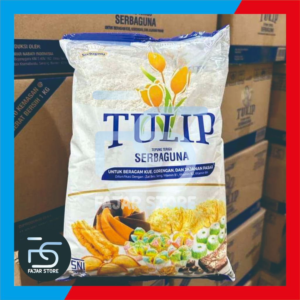 Tulip Tepung Serbaguna / Tepung Terigu / Untuk Kue / Gorengan / Kemasan 1 KG Wilmar