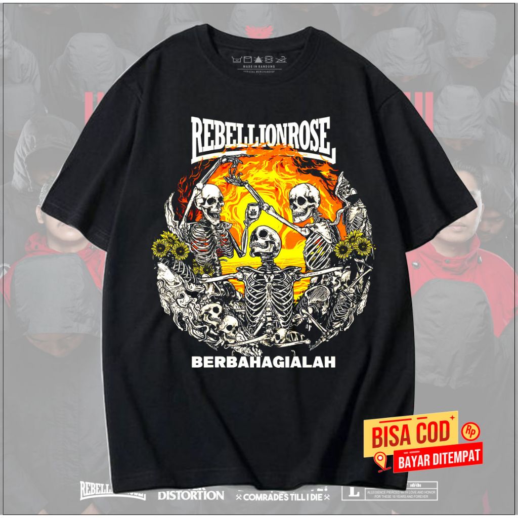 KAOS pendek pria band  REBELLIONROSE original distro - T-Shirt pendek  RebelionRose distro original 