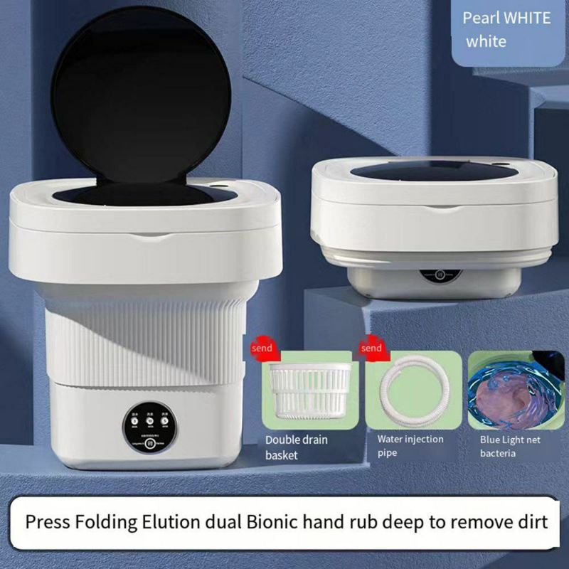 (Kode B) Mesin cuci mini/Mesin cuci lipat 8L-white