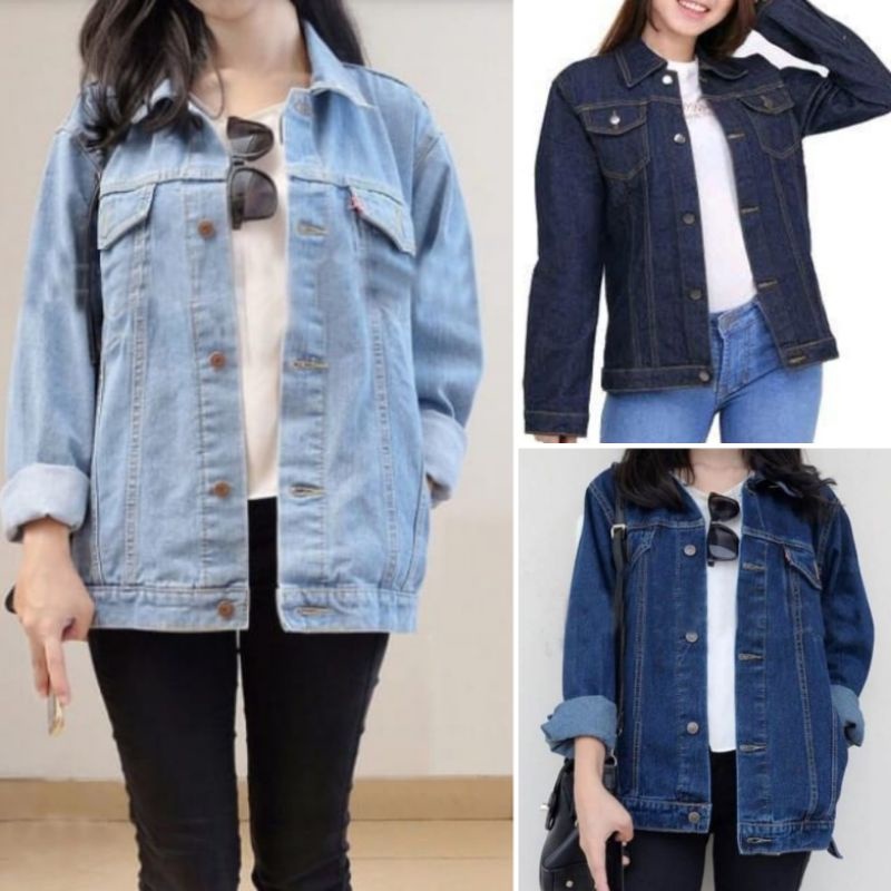 JAKET JAENS OVERSIZE WANITA JUMBO WARNA LIGHT SNOW BLACK SNOW BROWN LD 130 Baju Denim Jeans Panjang 