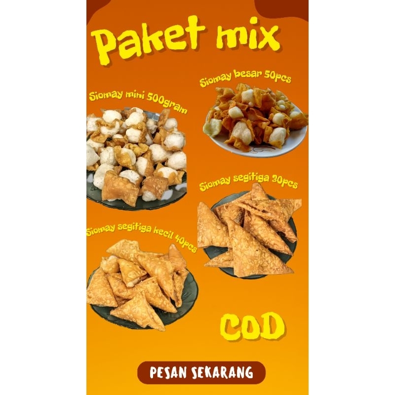 

paket mix siomay mini ,cipet segitiga,siomay besar