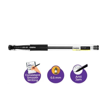 

Parko Gel Pen 0,5 Tinta Hitam / Pen Gel Tinta Hitam
