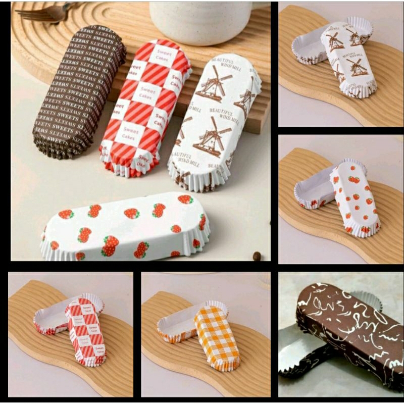 paper cup roti/paper cup case roti kertas roti isi 200 pcs bentuk oval/panjang