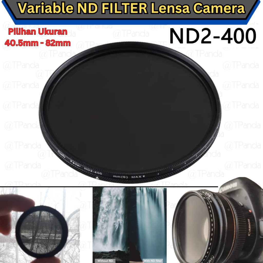 VARIABLE ND Filter Lensa Camera, Neutral Density Putar Fader ND2 To ND400 Ukuran 40.5mm 43mm 46mm 49