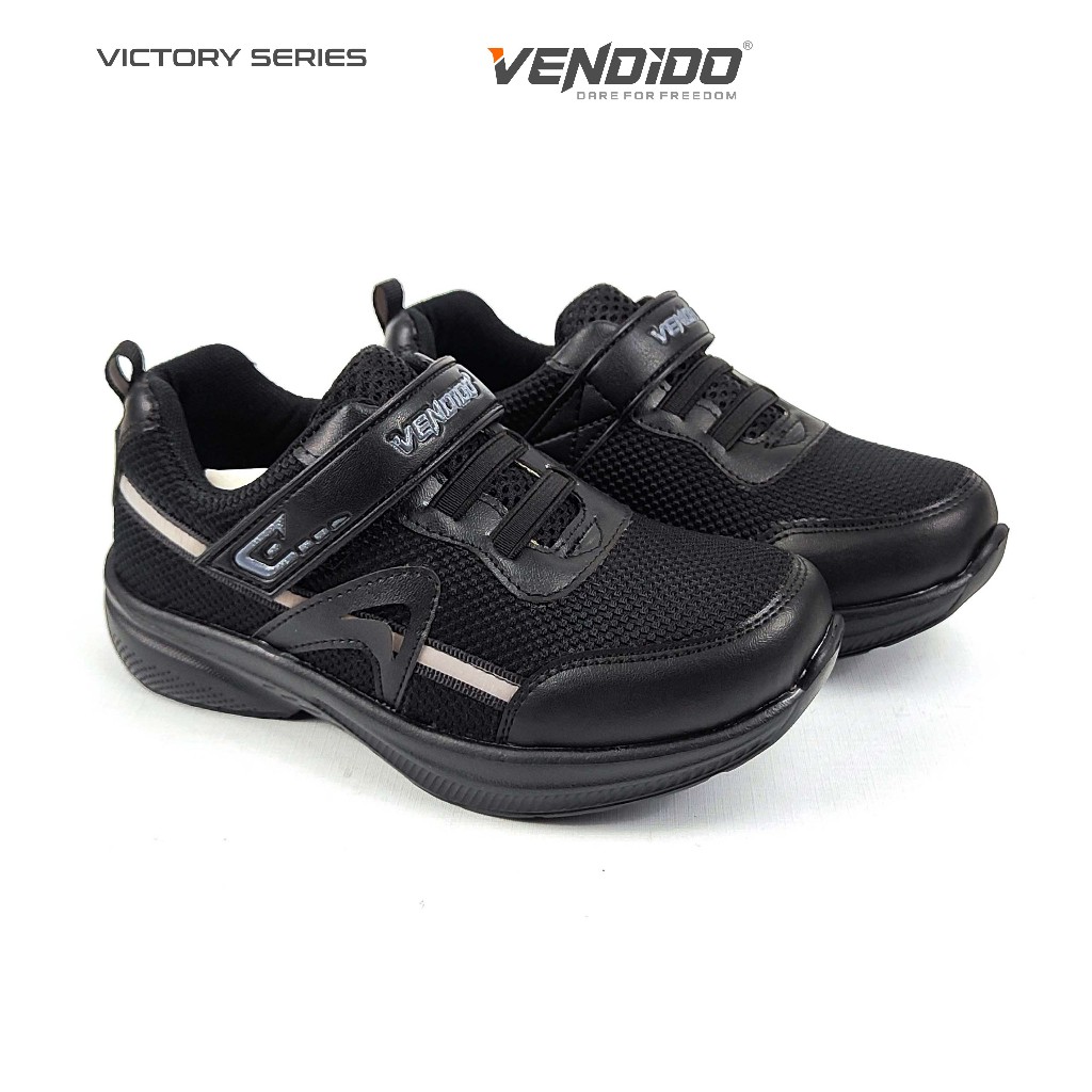 VENDIDO VICTORY SERIES Sepatu Sekolah Anak  Hitam Polos/Hitam Putih - Sepatu Cewek Cowok