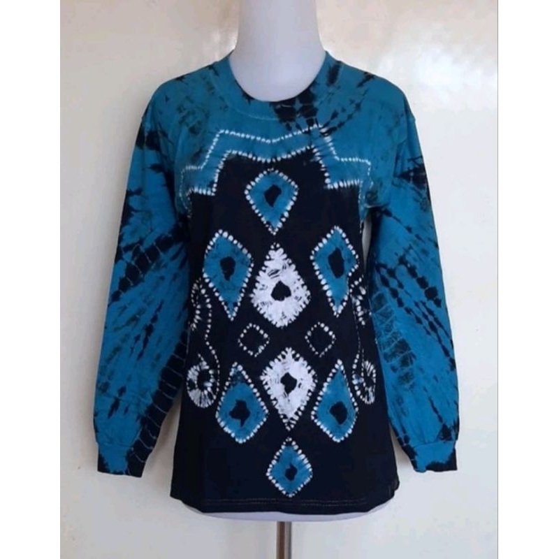 Kaos Sasirangan Kaus Olahraga Lengan Panjang Baju Atasan Katun Santai Wanita Pria Seragam Batik Kali