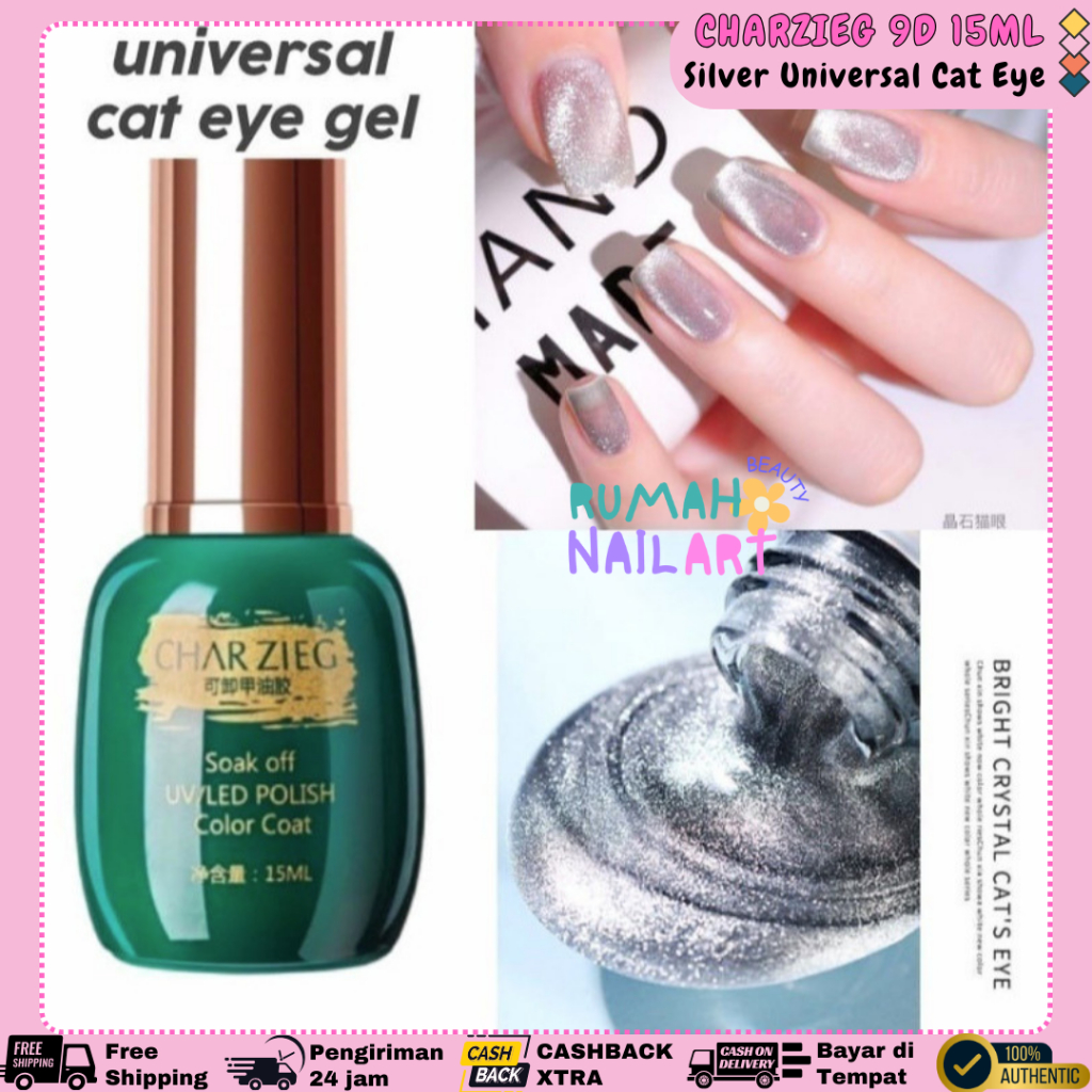 CHARZIEG 9D Cat Eye Universal Silver / Gel Polish Cat Eye / Gel Polish Nail Art Cat Eye JSM 9D Profe