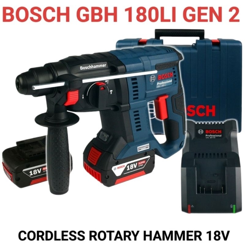 BOSCH GBH 180-Li BRUSHLESS ROTARY HAMMER 18V Mesin Bor Beton Rotary Hammer Bosch Gbh180li