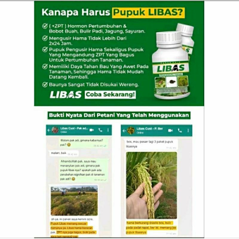 (TERLARIS)Pupuk Libas Pembasmi Hama dan Bakteri Tanaman Beli 3 Gratis 1 (100ML)