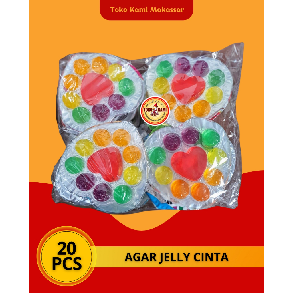 

AAA Jelly Agar Love / jeli Agar Agar Aneka Rasa Bentuk Love isi 20 Pcs