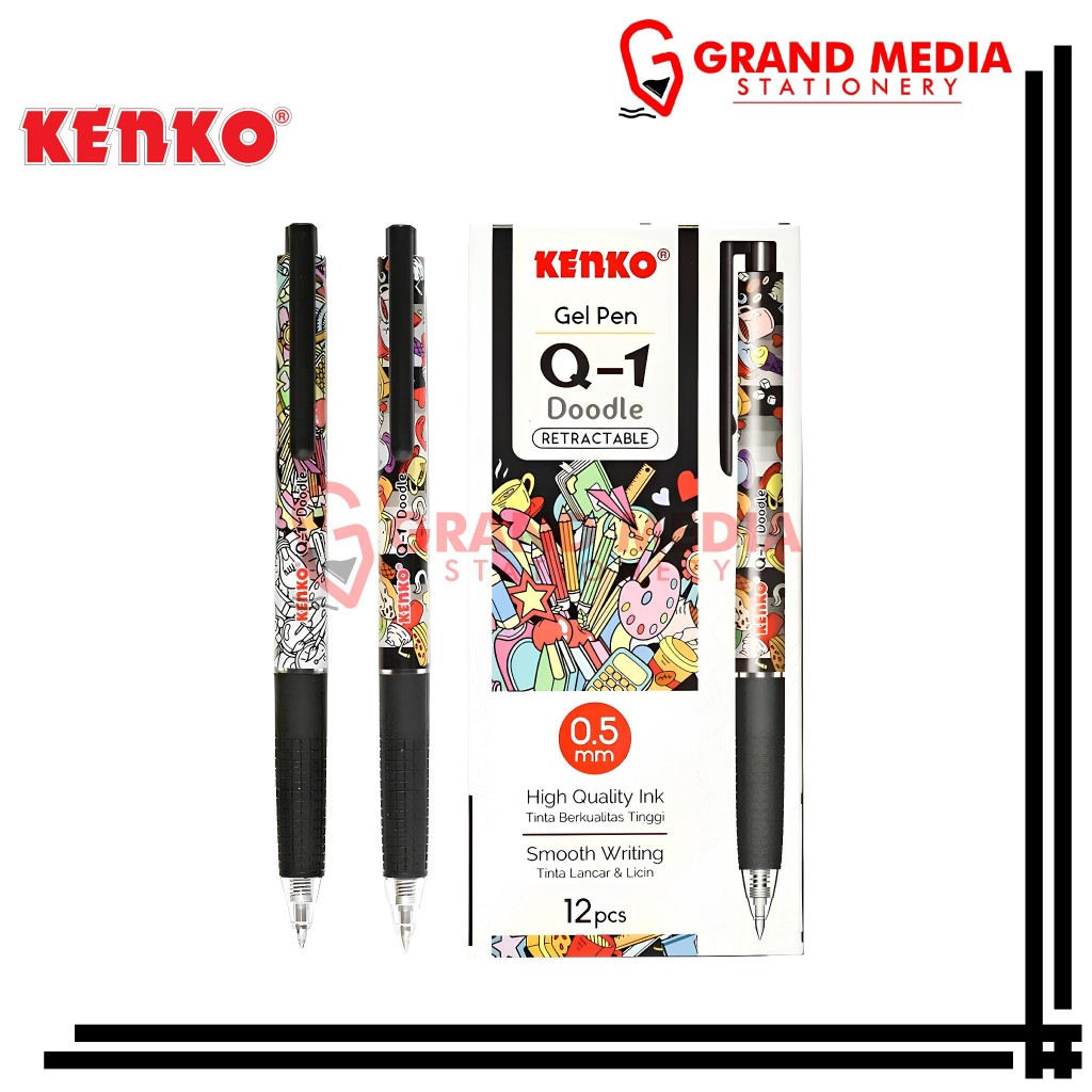 

[GRAND MEDIA] BALLPOINT / PENA / PULPEN GEL KENKO Q-1 DOODLE HITAM / 1PCS