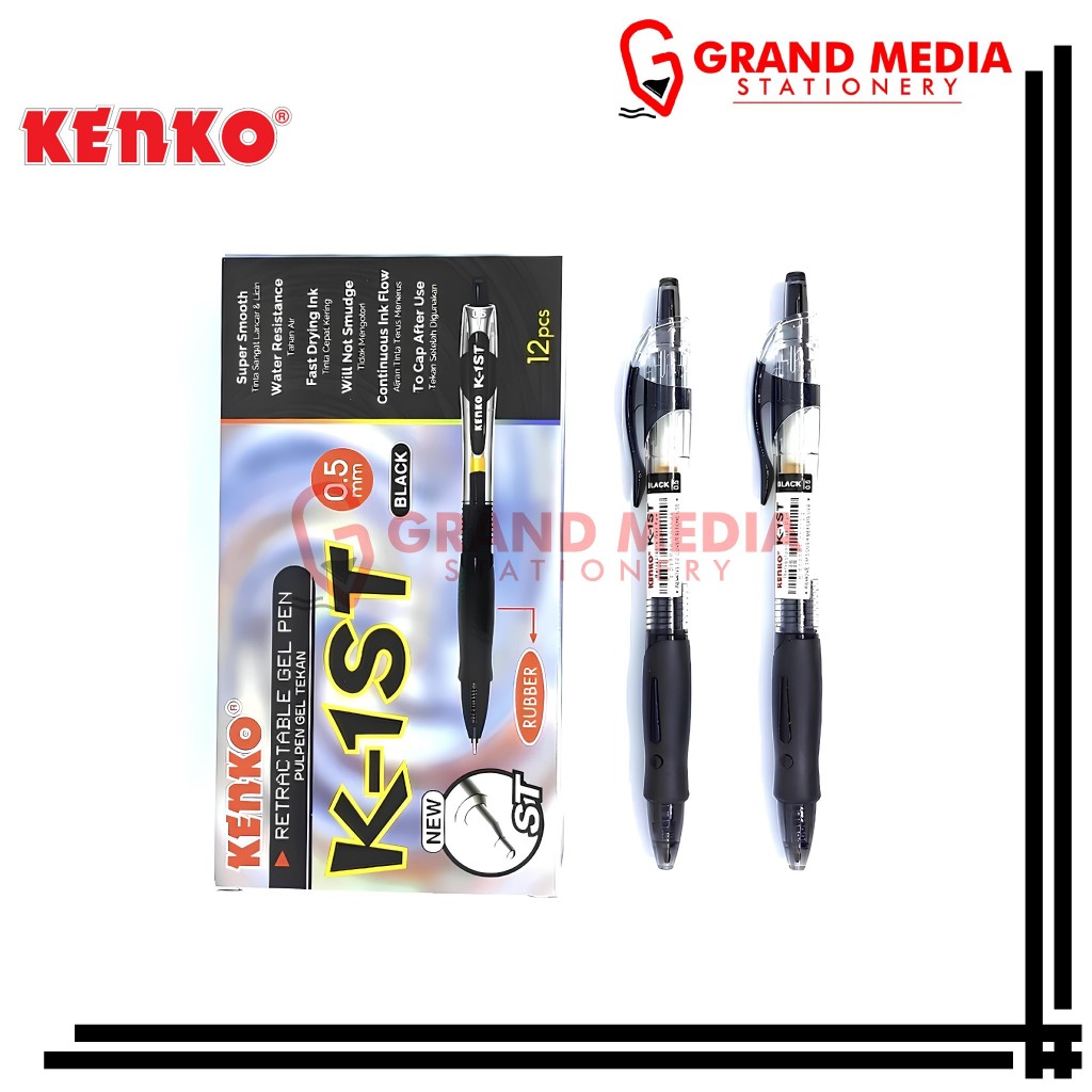 

[GRAND MEDIA] BALLPOINT / PENA / PULPEN GEL KENKO K-1ST HITAM / 1PCS