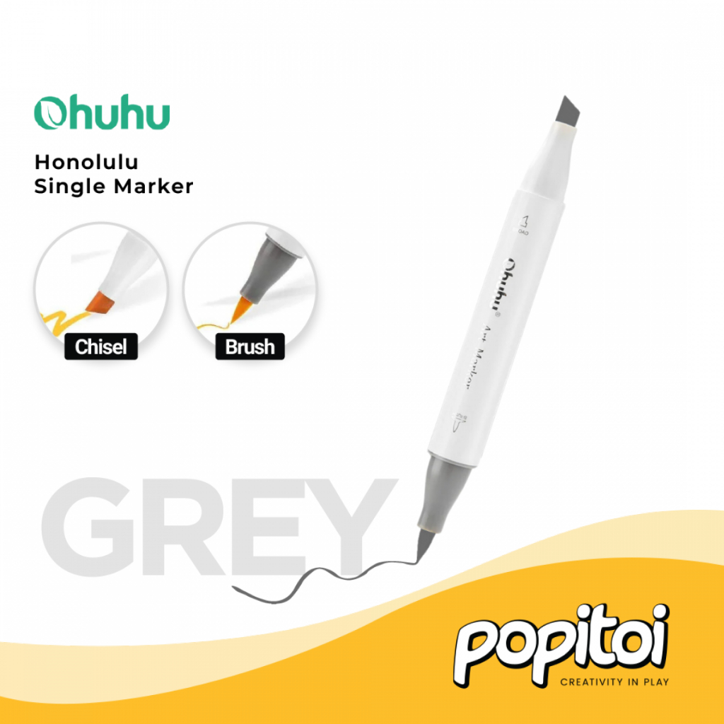 

OHUHU SINGLE Honolulu (Brush & Chisel) - GREY SERIES | 361 Colors Refill Marker Satuan