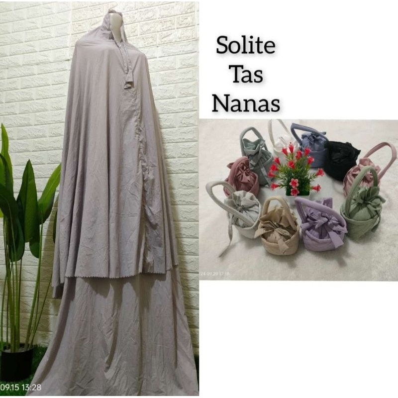 Mukena Travel Dewasa 2in1 Solite Premium Tas Nanas Cantik Super Adem Lembut Size Jumbo Zadda Series