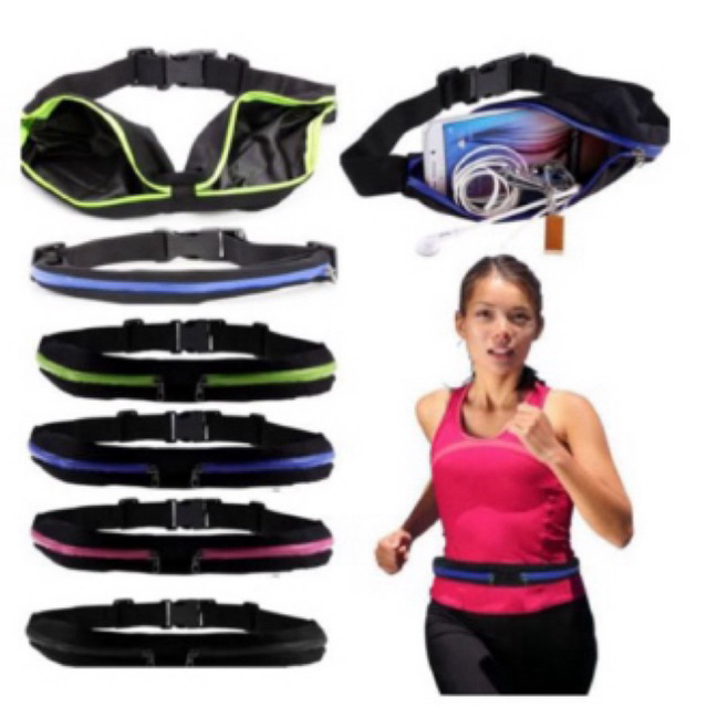 Tas Lari Doble Kantong - Double Pocket Smart Belt 2 kantung  Running Tas Pinggang Olahraga Tas PonSp