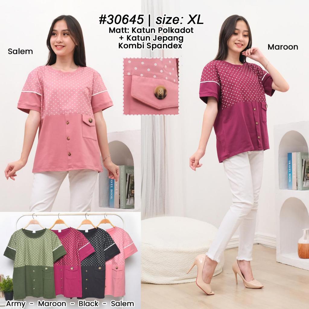 CUBIC Blouse Pendek Kaos Katun Daily Wanita 30645 Khusus Size XL