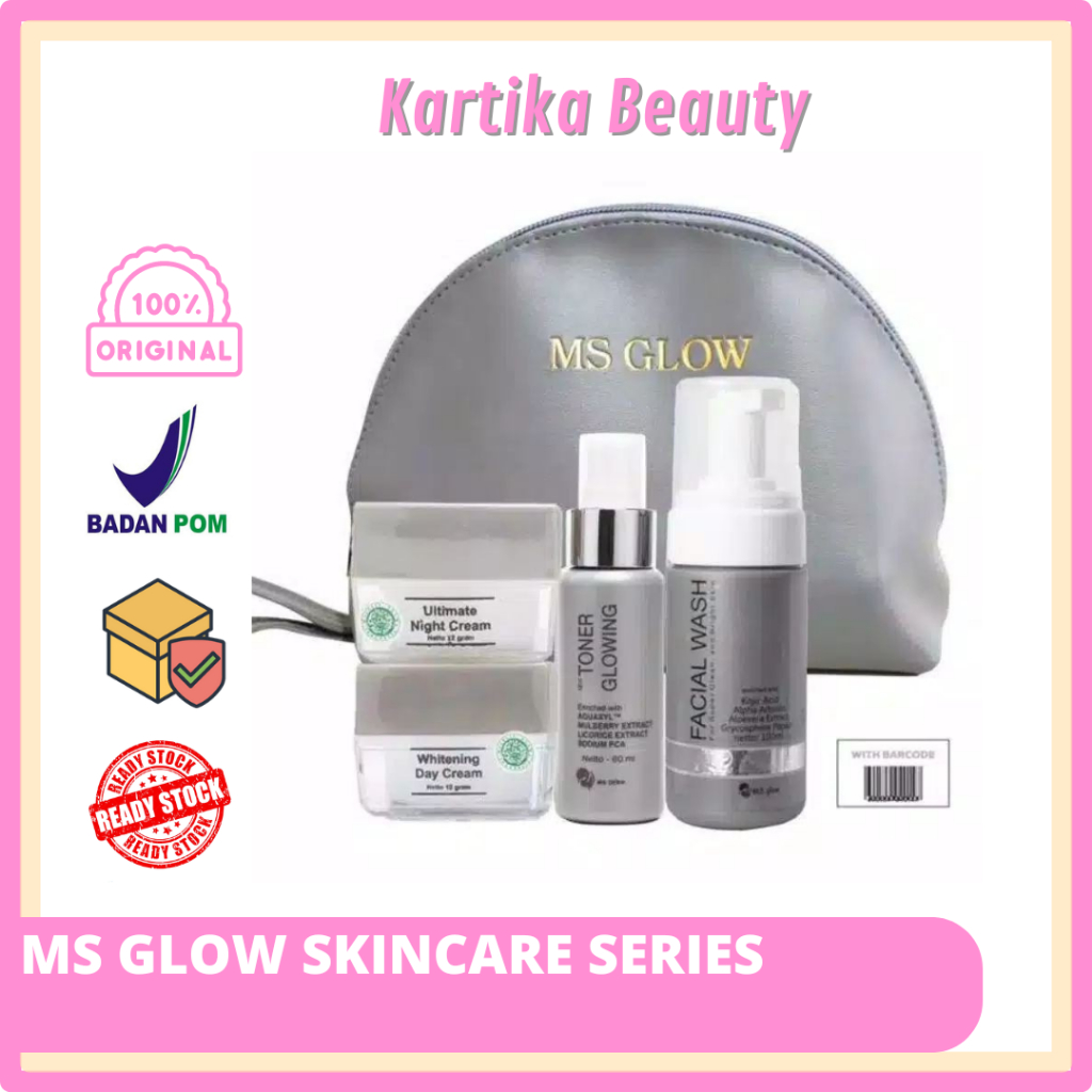 MS GLOW PAKET SKIN CARE / ECERAN : WHITENING DAY CREAM KRIM SIANG / WHITENING NIGHT KREM / ULTIMATE 