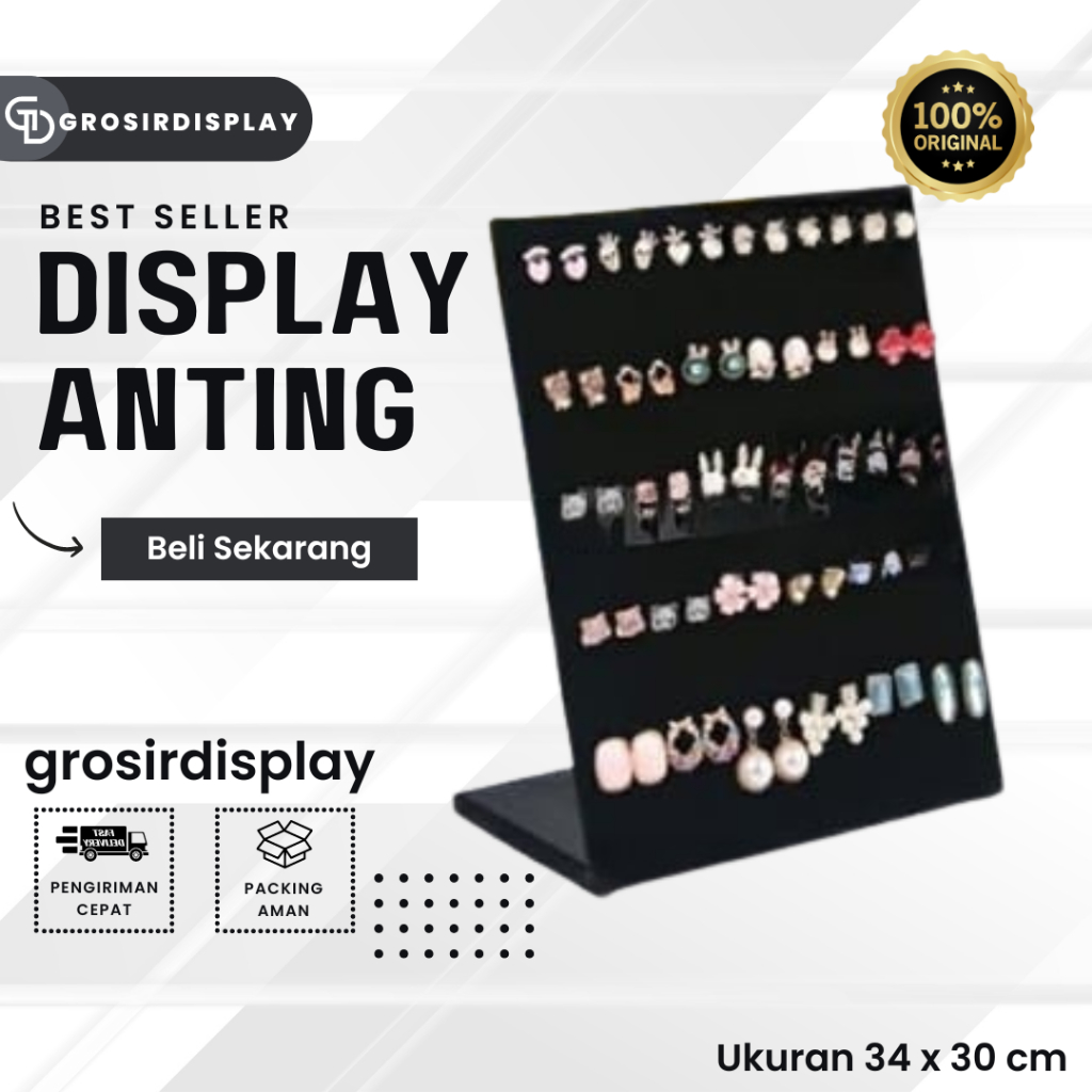 Display Anting Bludru Tempat Display Anting  Berdiri Papan Pajangan Anting Ukuran 30x34 cm Bludru Ju