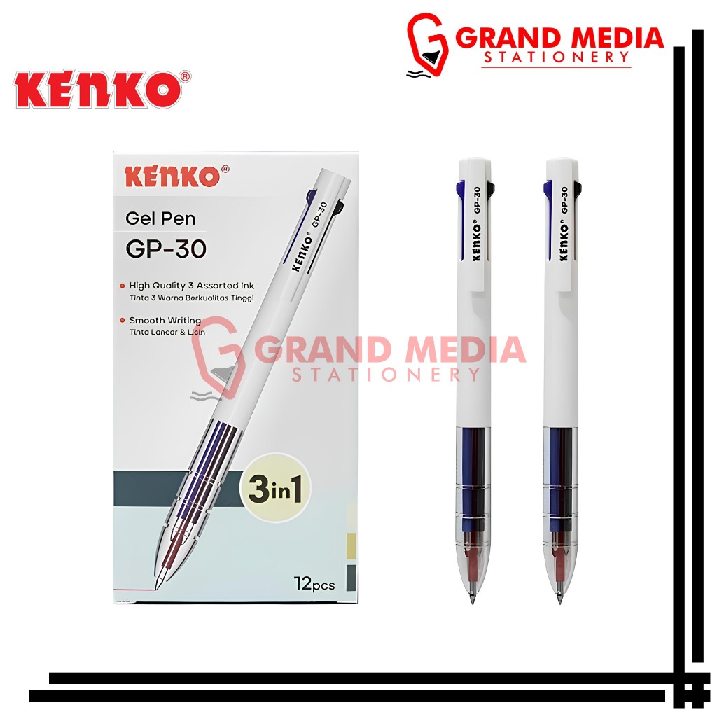 

[GRAND MEDIA] BALLPOINT / PENA / PULPEN GEL KENKO GP-30 3 WARNA / 1PCS