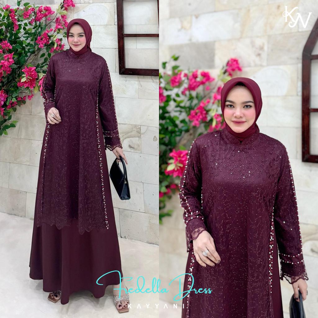 Fredella Dress By Kayyani gamis Tile Hazel Mix Armany Silk kayani terbaru