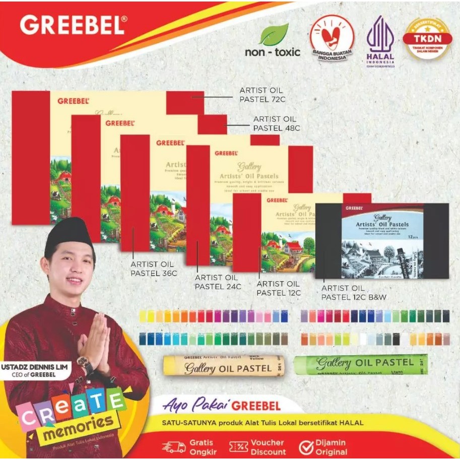 

GREEBEL Crayon Krayon Artist isi 24 / Krayon Artist Oil Pastel / Crayon Greebel / Professional Mewarnai Menggambar