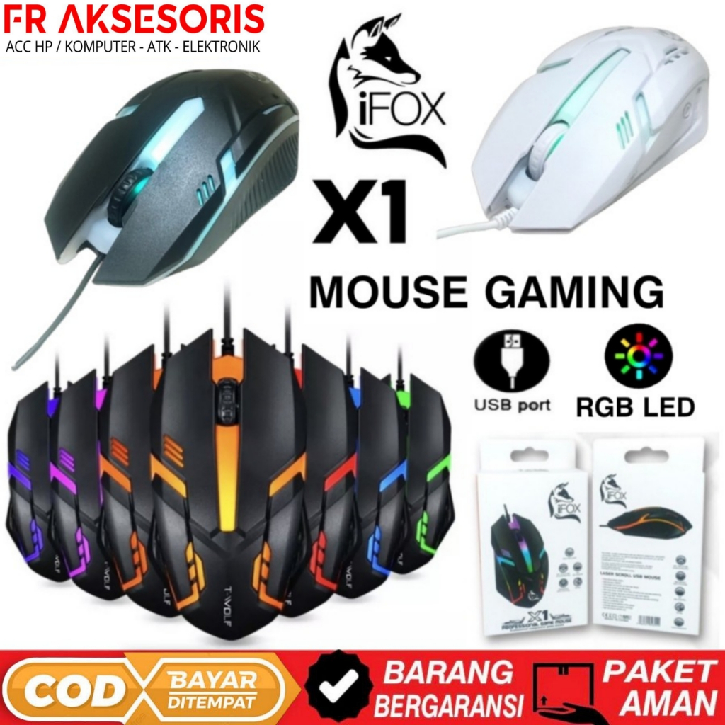 Mouse Gaming RGB LED Mouse Kabel MOUSE GAMING ANTI SLIP RESPONSIF