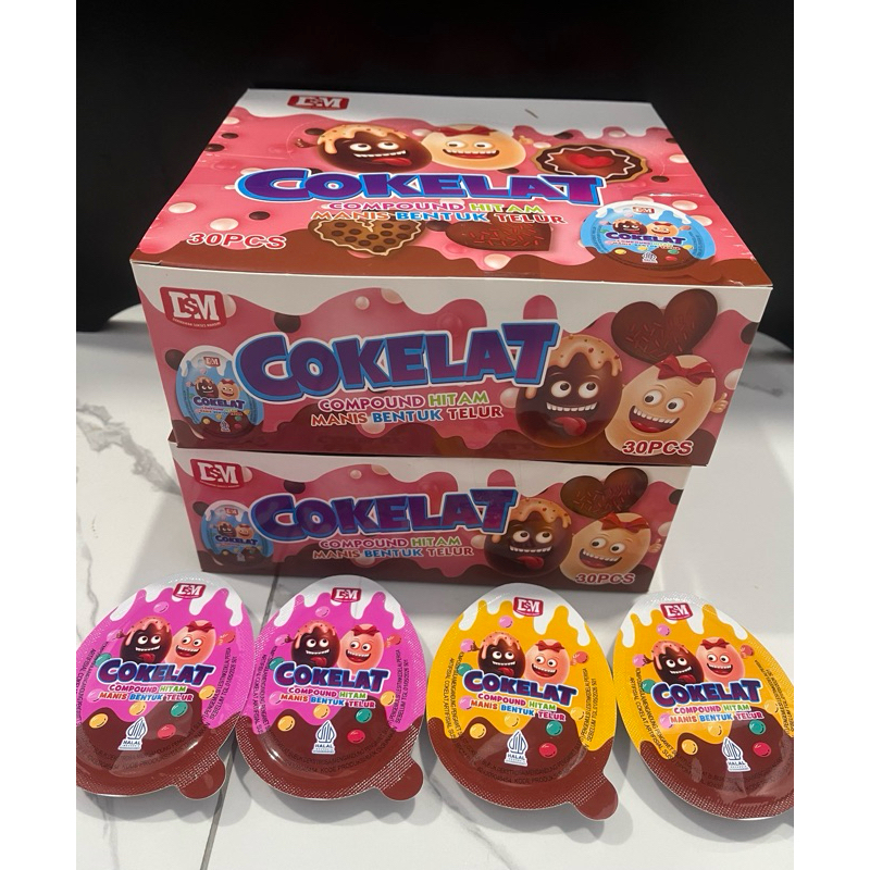 

COKELAT COMPOUND HITAM MANIS BENTUK TELUR HALAL 1 BOX ISI 30 PCS
