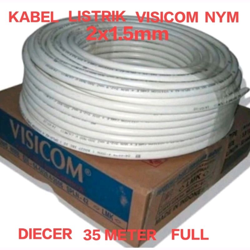 KABEL LISTRIK VISICOM NYM 2X1.5 (35 METER) ECERAN KABEL VISICOM TEMBAGA ASLI 35 METER