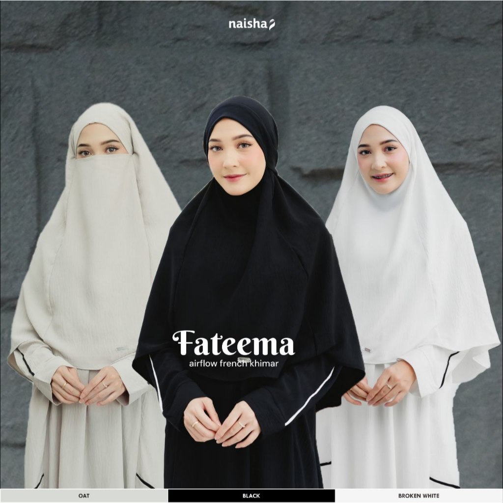 Fateema AirFlow French Khimar - Hijab Kerudung Multifungsi Cadar Non Cadar - Bahan Linica AirFlow Te