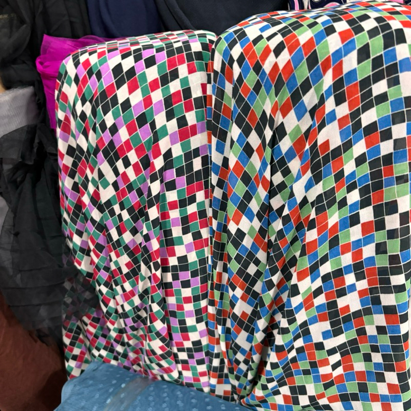 kain ceruty motif catur // kain ceruty babydoll motif kotak // rzt