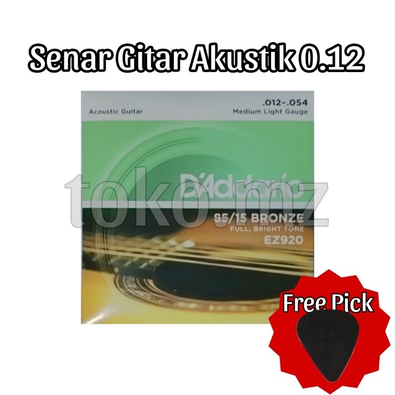 Senar gitar akustik EZ920 0.12 senar gitar 1 set Free pick gitar Senar gitar akustik elektrik