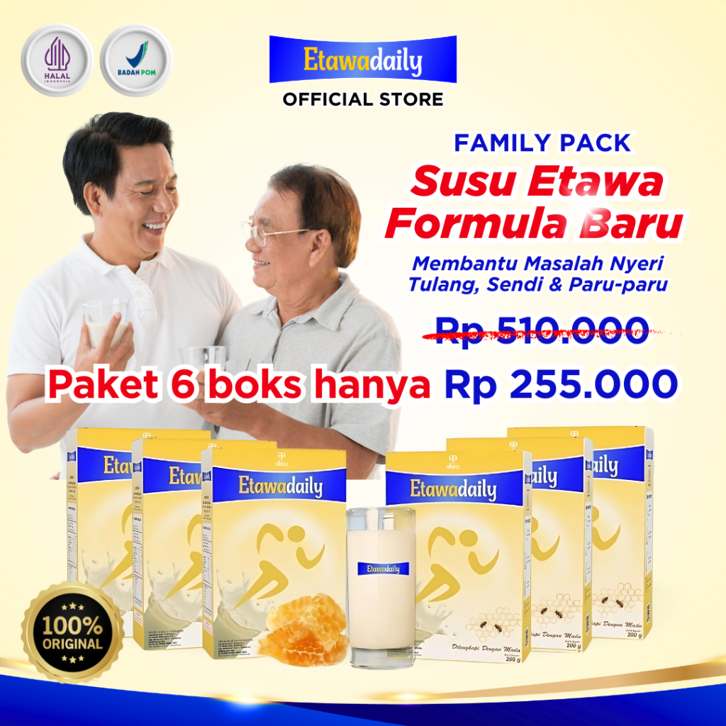 

Paket Anti Tulang Keropos 6 Box Susu Etawadaily - Susu Kambing Etawa Tingkatkan Kepadatan Kesehatan Tulang Sendi Atasi Nyeri Sendi Osteoporosis Asam Urat Rematik Reumatik Cocok Untuk Lansia