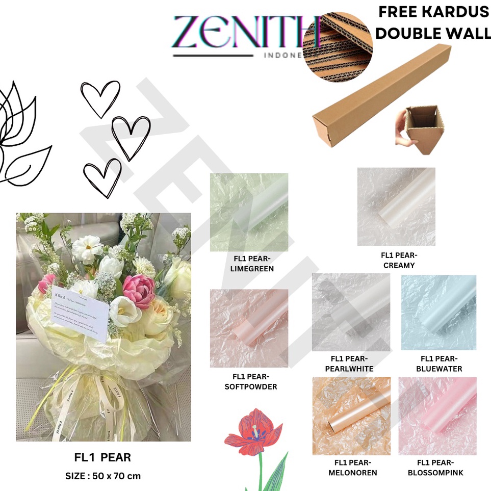 

Hot Brand Zenith 5 LEMBAR FL1 PEARLESCENT Kertas Bunga Buket Waterproof Color Kertas Buket Bunga Florist Cellophane