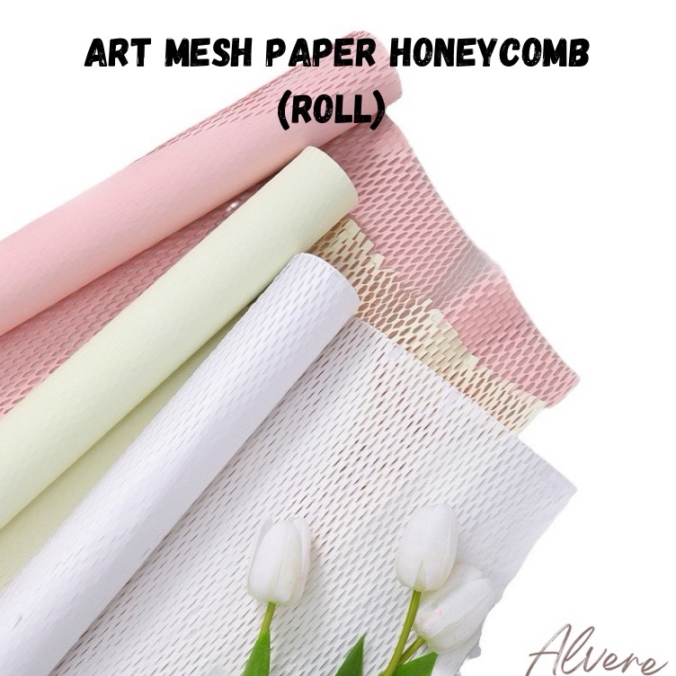 

Super Gaya 1 Yard Art Mesh Paper Honeycomb Roll Kertas Wrapping Bouquet Bunga Buket