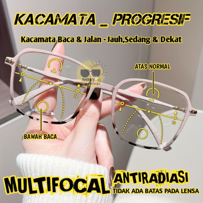 Kacamata Wanita Plu Baca Dan Jalan Anti Radiasi | Kacamata Progresif Baca Dan Jalan Wanita Antiradia