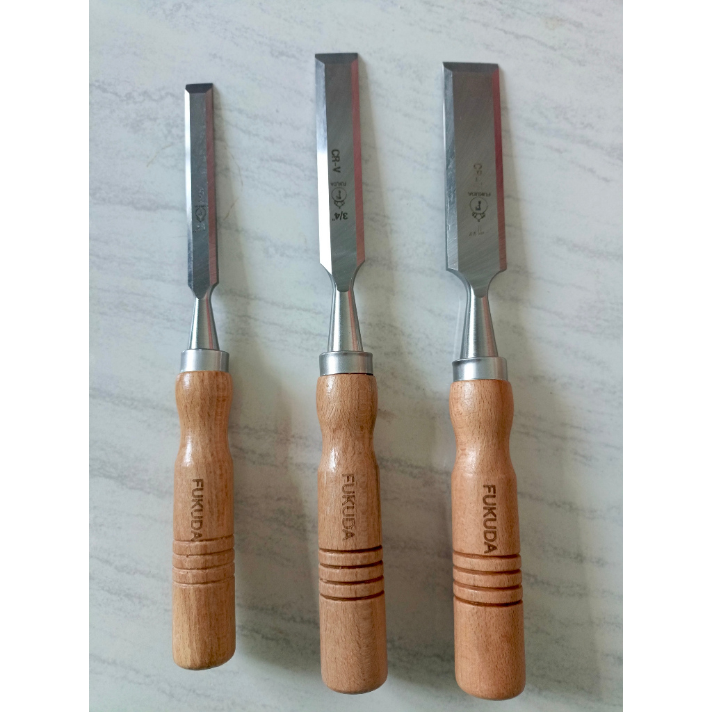 PAHAT KAYU Pahat Pahatan gagang Kayu" 1/4" 3/4" 1/2" 1"  Crv FUKUDA CAP MATA