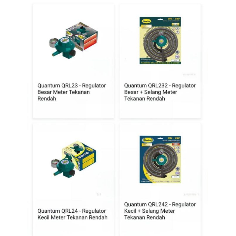 REGULATOR GAS QUANTUM TEKANAN RENDAH/REGULATOR GAS TEKANAN TINGGI