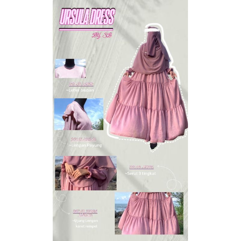 URSULA DRESS,DRESS CANTIK,GAMISmuslimah, SYAR'I BY.SB