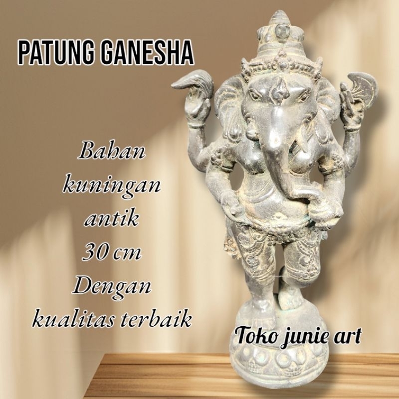PATUNG GANESHA GANESA BERDIRI 30 CM ASLI KUNINGAN Hitam Kode Ja84