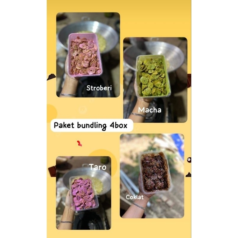 

KRIPIK PISANG LUMER COKLAT paket Bundling 4box {4varian}500ml